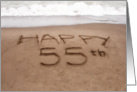55th Birthday Writing in the Sand on Beach card