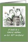 Nephew 30th Birthday Frogs Toasting with Beer card