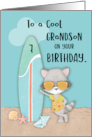 Age 7 Grandson Birthday Beach Funny Cool Raccoon in Sunglasses card