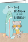 Age 8 Grandson Birthday Beach Funny Cool Raccoon in Sunglasses card