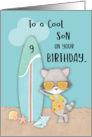 Age 9 Son Birthday Beach Funny Cool Raccoon in Sunglasses card
