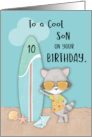 Age 10 Son Birthday Beach Funny Cool Raccoon in Sunglasses card