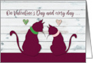 Cat Eyes for You Valentine Two Cats in Front of Fence card