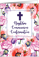 RCIA Baptism Communion and Confirmation Poppies Flowers in Pink Purple card