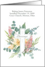 Custom Name Bishop Installation Blessings Cross and Flowers card