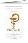 Doctor of Pharmacy School Graduation Announcement Medical Symbol card