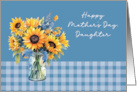 Daughter Mother’s Day Sunflowers in Mason Jar Dusty Blue card