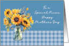 Niece Mother’s Day Sunflowers in Mason Jar Dusty Blue card