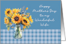 Wife Mother’s Day Sunflowers in Mason Jar Dusty Blue card