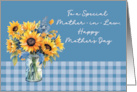 Mother in Law Mother’s Day Sunflowers in Mason Jar Dusty Blue card
