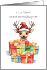 Deer Great Granddaughter Cute Christmas Piles of Love card