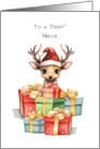 Deer Niece Cute Christmas Piles of Love card