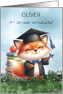 Customizable Name Third Grade Graduation Boy Fox Congratulations card