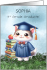 Customizable Name Third Grade Graduation Girl Kitty Cat Congratulation card