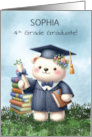 Customizable Name Fourth Grade Graduation Girl Teddy Bear Congratulati card