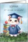 Customizable Name Fourth Grade Graduation Girl Kitty Cat Congratulation card