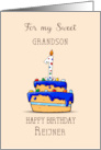 Custom Request Grandson 1st Birthday 1 on Sweet Blue Cake card