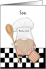 Son Fathers Day Whimsical Gnome Chef Cooking card