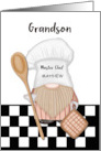 Grandson Personalize Fathers Day Whimsical Gnome Chef Cooking card