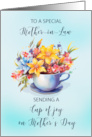 Mother in Law Cup of Joy and Flowers on Mothers Day card