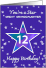 Great Granddaughter 12th Birthday Shining Star on Purple card