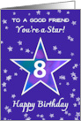 Friend 8th Birthday Shining Star in Vibrant Blue Purple card