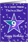 Friend 9th Birthday Shining Star in Vibrant Blue Purple card