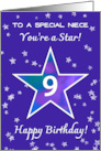 Niece 9th Birthday Shining Star in Vibrant Purple card