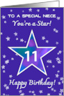 Niece 11th Birthday Shining Star in Vibrant Purple card