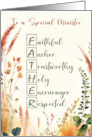 Minister Religious Father’s Day Acrostic Words with Wildflowers card