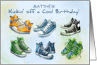 Boy Personalize Tween or Teen Birthday with Cool Colorful Sneakers card