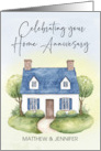 Home Anniversary from Realtor Personalize Watercolor House Trees card