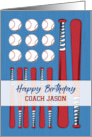 Coach Baseball Flag Birthday Personalize Red White Blue card