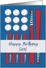 Son Baseball Flag Birthday Red White Blue card