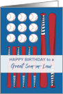 Son in Law Baseball Flag Birthday Red White Blue card