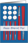 Memorial Day Baseball Flag Red White Blue card
