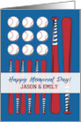 Memorial Day Personalizes Baseball Flag Red White Blue card