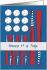 Fourth of July Baseball Flag Red White Blue card