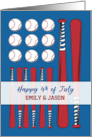 Fourth of July Personalized Baseball Flag Red White Blue card