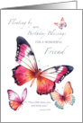 Friend Religious Birthday with Pretty Watercolor Butterflies card