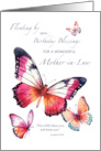 Mother in Law Religious Birthday with Pretty Watercolor Butterflies card