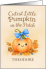 First Thanksgiving for Baby Boy with Pumpkin and Custom Name card