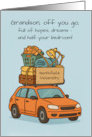 Grandson Funny Off to College with Packed Car Custom School Sign card