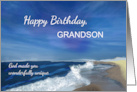 Older Grandson Birthday Religious God Made You Unique Ocean Waves card
