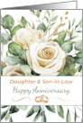 Daughter and Son in Law Wedding Anniversary Elegant Ivory Floral and G card