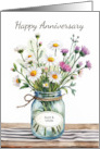 Customizable Relationship Anniversary Wildflowers in Mason Jar card