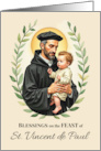 St. Vincent de Paul Feast Day Blessings Leafy Wreath card