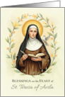 Saint Teresa of Avila Feast Day Blessings Floral Wreath card