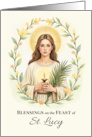 Saint Lucy Feast Day Blessings Floral Wreath card