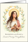 Saint Mary Magdalene Feast Day Blessings Floral Wreath card